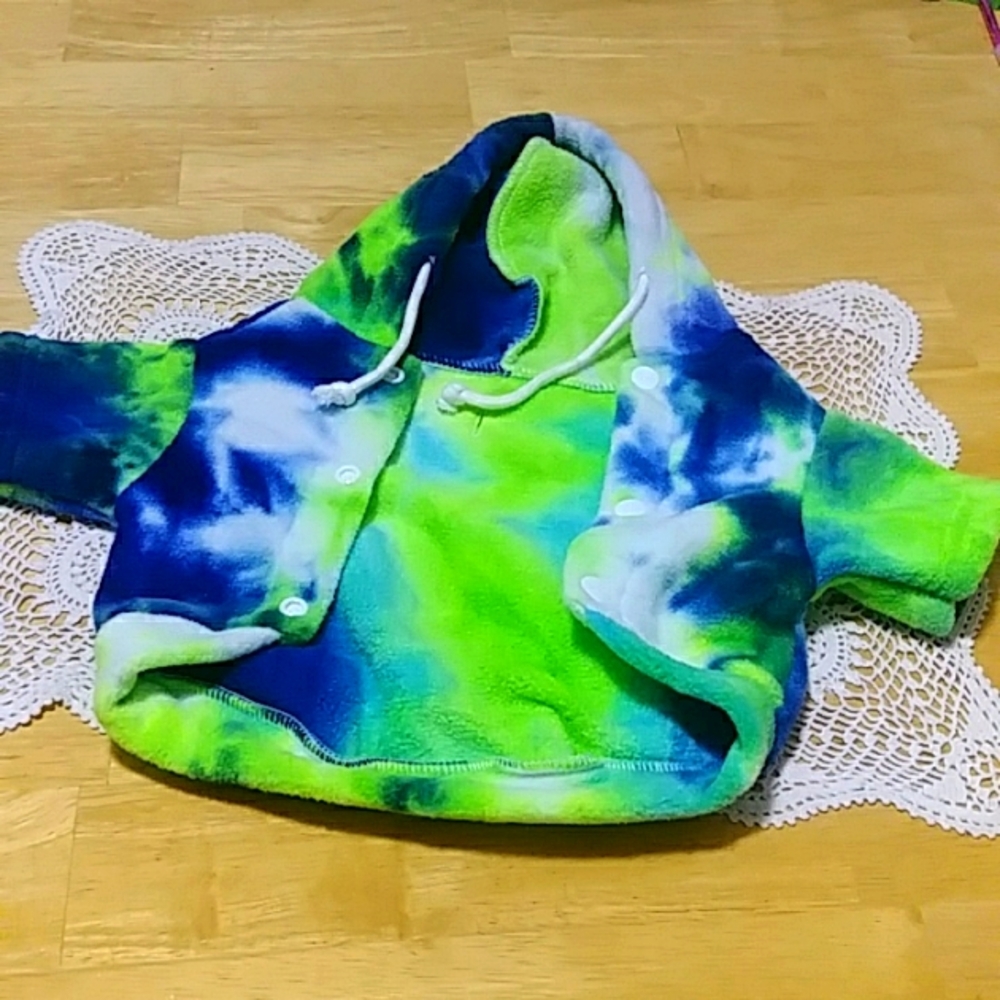 Tie Dye pattern Doggie hoodie, size small
